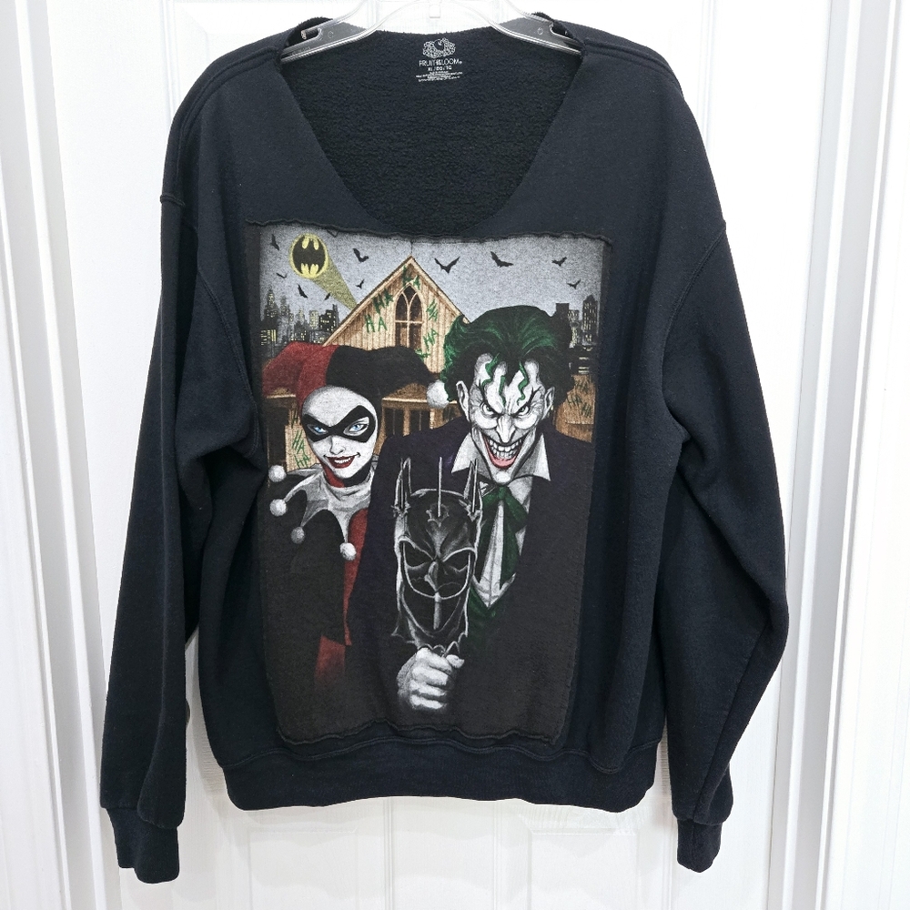 Joker Harley Quinn Batman Graphic Long Sleeve Sweatshirt Top Size XL